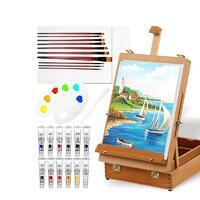 Без бренда «Набор подарочный «Две картинки» 27 предметов: этюдник 35 см из бука, краски акрил 12x12 мл, 2 холста 22x30 на мдф, 10 кистей, мастихин, палитра» в Мурманске в интернет-магазине Без бренда «Набор подарочный «Две картинки» 27 предметов: этюдник 35 см из бука, краски акрил 12x12 мл, 2 холста 22x30 на мдф, 10 кистей, мастихин, палитра» в Мурманске