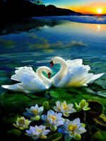 Без бренда «Пара белых лебедей на воде (20шт)» в Мурманске