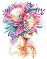 Без бренда «Портрет девушка с оригинальными цветами на голове» в Мурманске