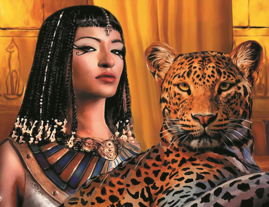 Алмазная мозаика 40x50 Клеопатра и ее верный леопард