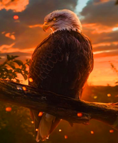 Орел в лучах заходящего солнца