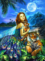 Фея с тигренком возле моря