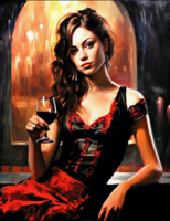 Без бренда «Обворожительная брюнетка с бокалом красного вина» в Мурманске