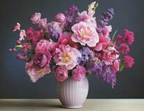 Красивый букет в фарфоровой вазе